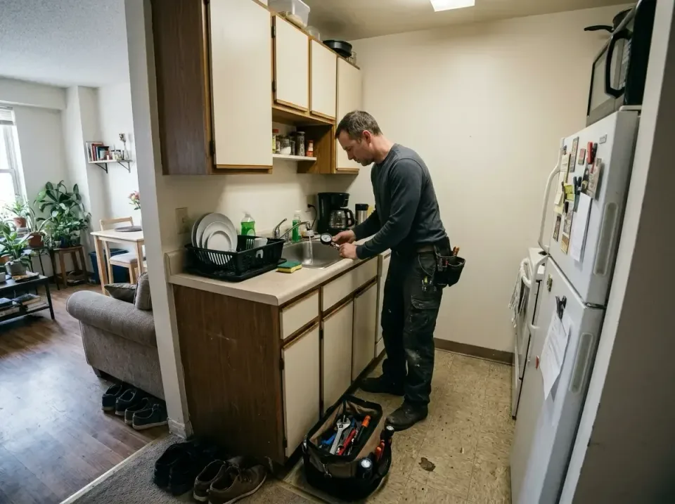Plumber — Indoor — Plumber, Kitchen Sink, Faucet, Indoor, Plumbing